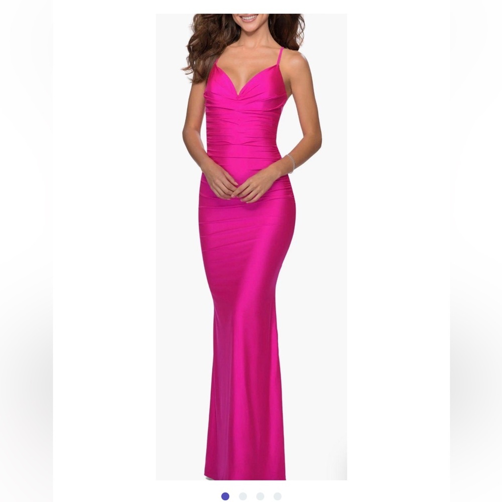 La Femme trumpet gown strappy back prom dress